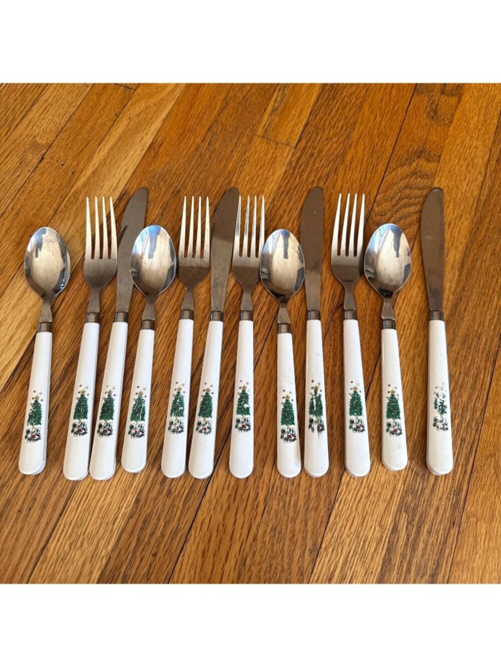 Vintage Lot of Plastic Handle Stainless Flatware Salem Christmas Eve